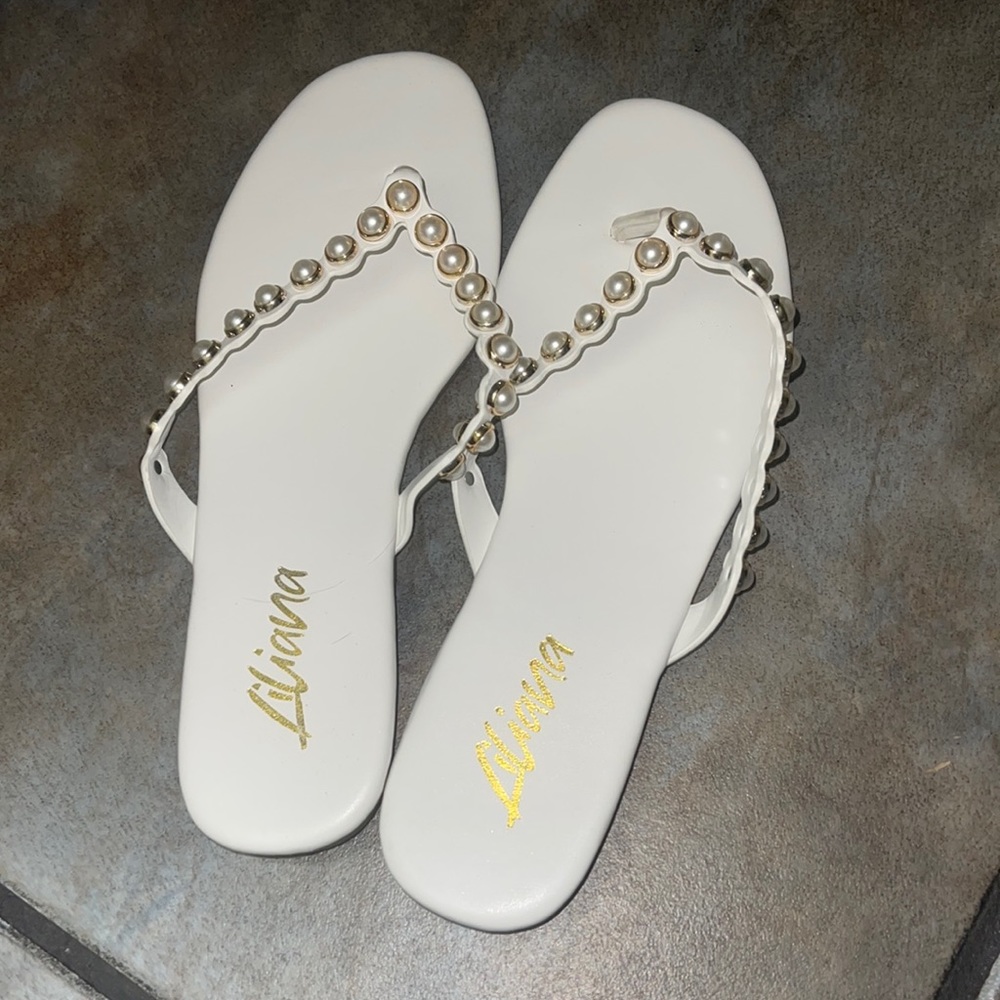 White pearl sandals